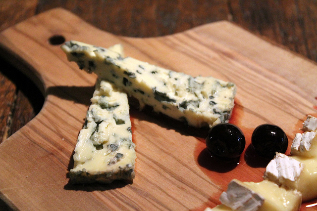 Cheese and olive on board
