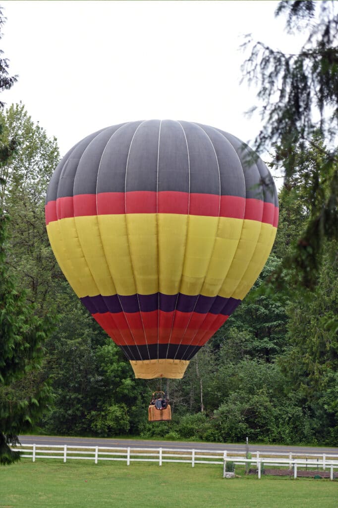Hot air balloon ride landing