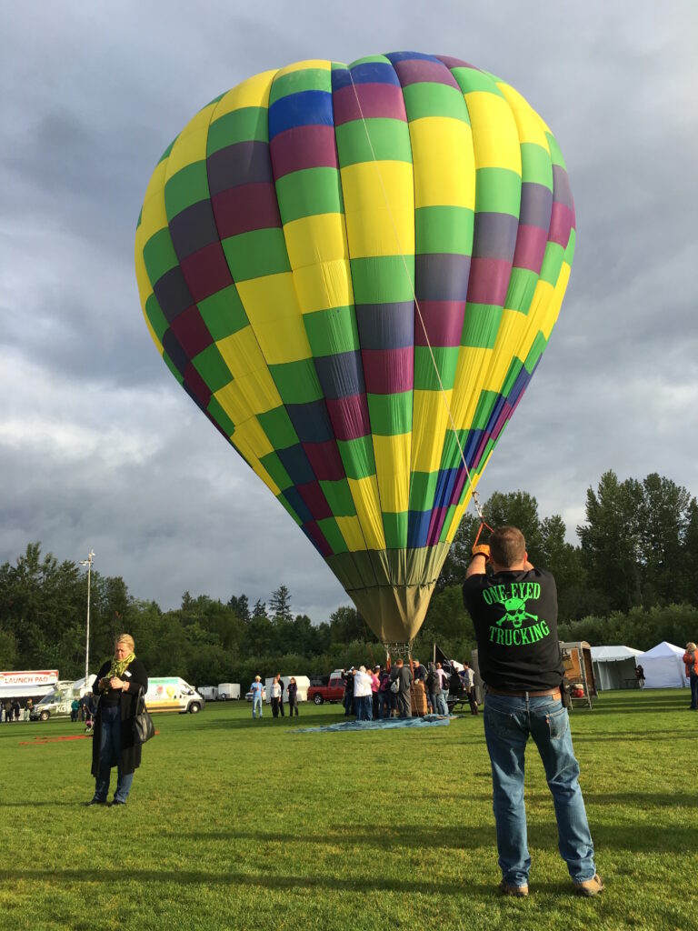 Hot air balloon standing up at hot air balloon festival
