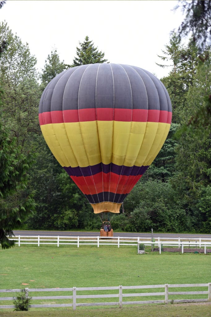Perfect hot air balloon landing