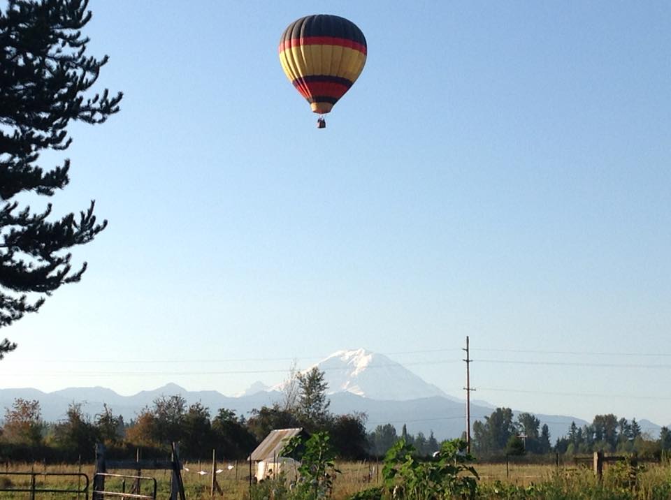 Hot air balloon flight over Seattle