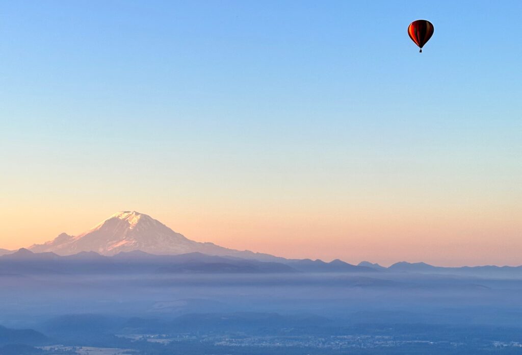 Hot air balloon at altitude